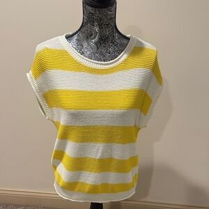 LOFT Yellow and White Striped Top